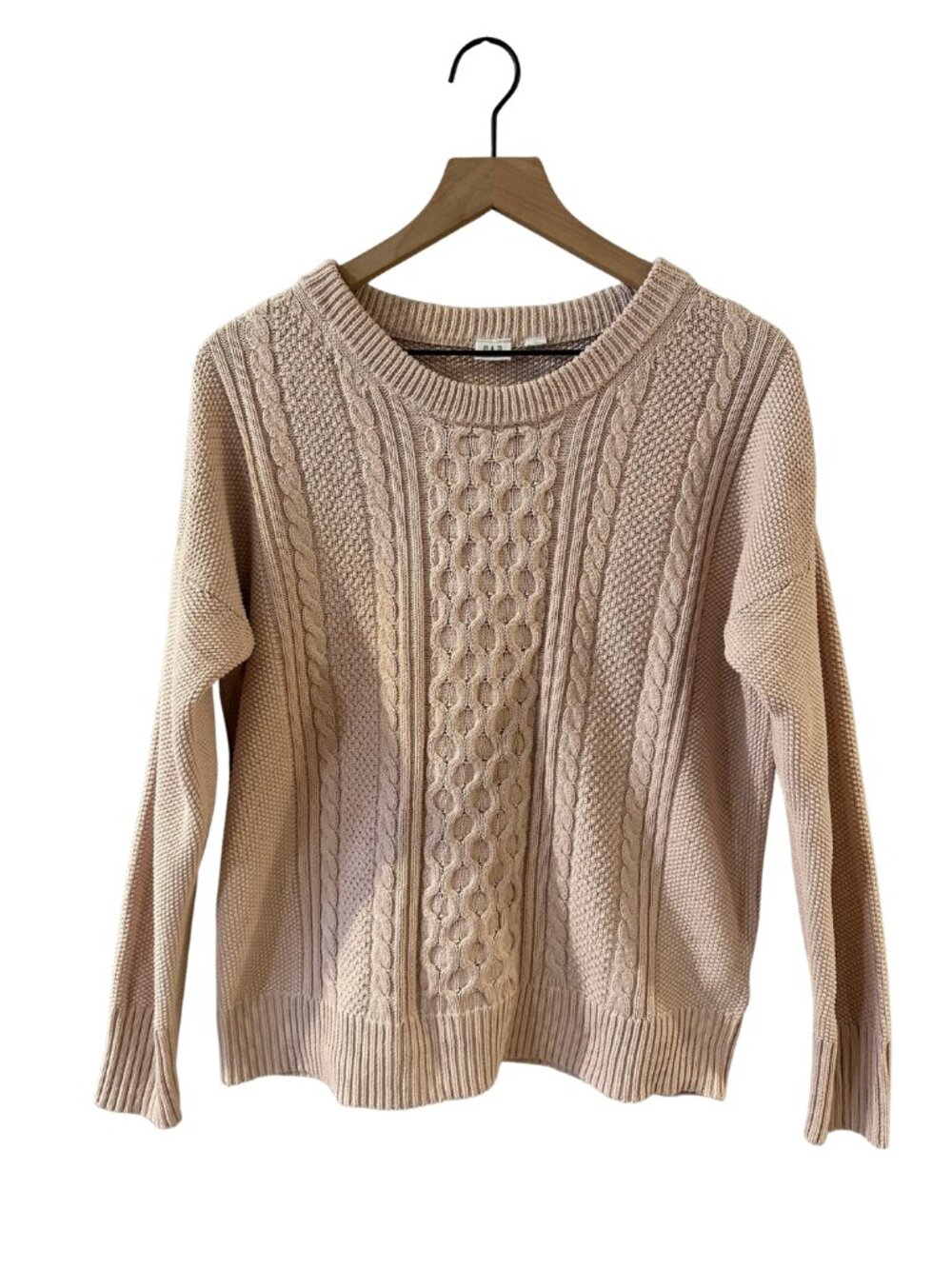 Gap Baby Pink 100% Cotton Cable Knit Crewneck Sweater